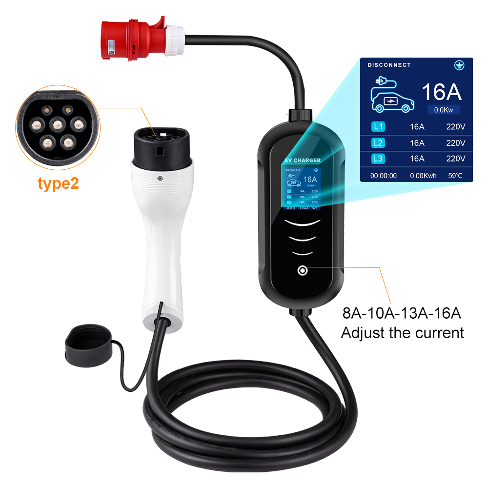 IPENGEN 11KW 16A 3 Phase EV Po - огляд і ціна Portable Ev Charger 32A Type 2 Cee Plug